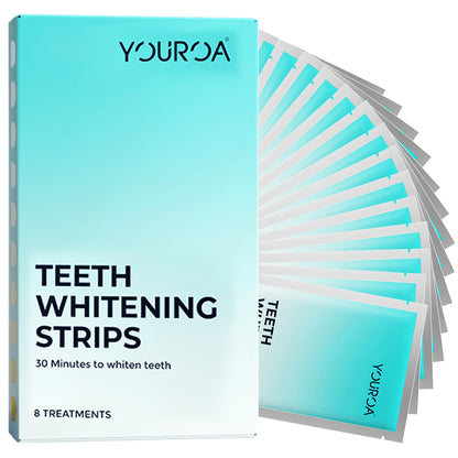 Teeth Whitening Strips 8 Treatments, Peroxide-Free, Enamel-Safe, whitens Without Sensitivity, removes Coffee, Tea and Tobacco Stains, deep Stain Removal, Instant whitening 16 Count