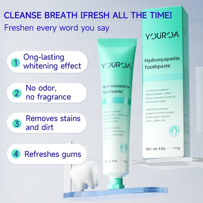 YOUROA Fluoride-Free Nano Hydroxyapatite Toothpaste for Remineralizing Enamel and Relieving Sensitive Teeth, Whitening, Anti-Plaque, Natural Mint, 1 Tubes ,4 OZ, Made in USA